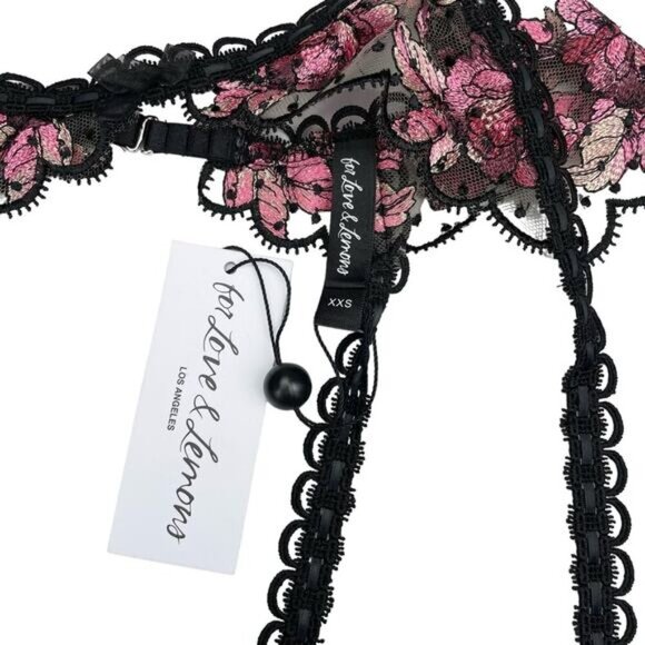 NWT FOR LOVE & LEMONS Garter Belt Sz XXS Floral Embroidered - Picture 3 of 4